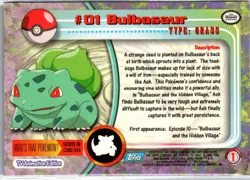 Bulbasaur #1 Topps Trading Cards Series 1 Pokemon Lightly Played - Image 2