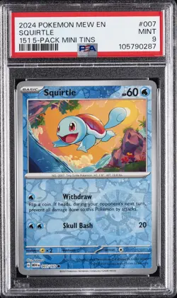 2024 POKEMON MEW EN-151 151 5-PACK MINI TIN #007 SQUIRTLE PSA 9 - Image 1