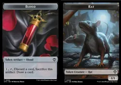 Blood (0024) // Rat (0008) Double-sided Token NM-Mint Commander: Outlaws of Thun - Image 1