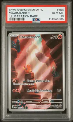 2023 POKEMON MEW EN-151 ILLUSTRATION RARE #168 CHARMANDER PSA 10 - Image 1
