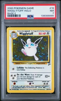 2000 POKEMON BASE SET 2 #19 WIGGLYTUFF-HOLO PSA 7 - Image 1