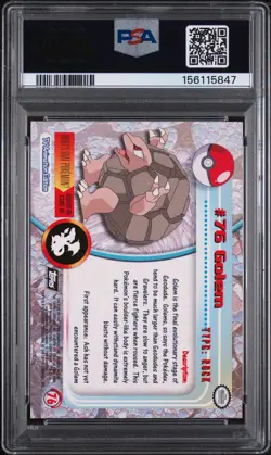 1999 TOPPS POKEMON TV FOIL #76 GOLEM PSA 8 - Image 2