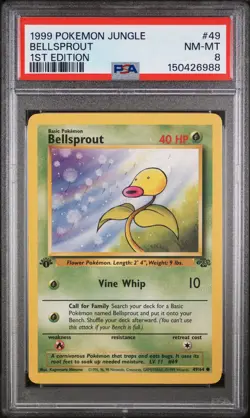 1999 POKEMON JUNGLE 1ST EDITION #49 BELLSPROUT PSA 8 - Image 1