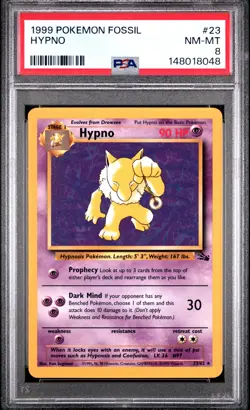 1999 POKEMON FOSSIL #23 HYPNO PSA 8 - Image 1