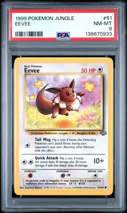 1999 POKEMON JUNGLE #51 EEVEE PSA 8 - Image 1