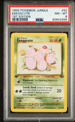 1999 POKEMON JUNGLE 1ST ED #52 EXEGGCUTE PSA 8 - Image 1