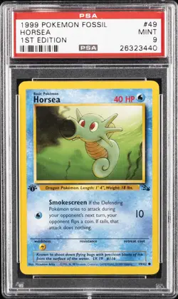 1999 POKEMON FOSSIL 1ST EDITION #49 HORSEA PSA 9 - Image 1