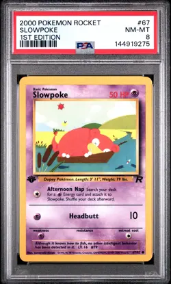 2000 POKEMON ROCKET 1ST EDITION #67 SLOWPOKE PSA 8 - Image 1