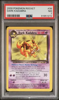 2000 POKEMON ROCKET #39 DARK KADABRA PSA 7 - Image 1