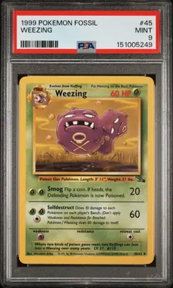 1999 POKEMON FOSSIL #45 WEEZING PSA 9 - Image 1