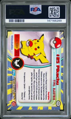 1999 TOPPS POKEMON TV #25 PIKACHU PSA 6 - Image 2