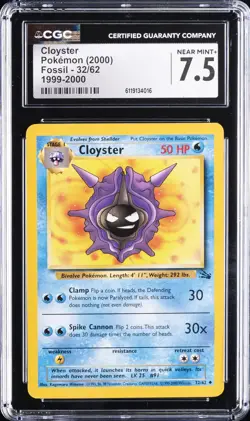 2000 POKEMON FOSSIL 1999-2000 #32 CLOYSTER CGC 7.5 - Image 1