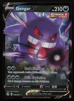 Gengar V 156/264 Fusion Strike FST Holo V Rare Pokemon LP - Image 1