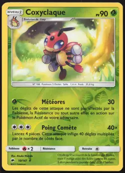 Carte Pokemon Coxyclaque 10/147 Reverse Ombres Ardentes Francais - Image 1