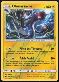 Carte Pokemon Ohmassacre 46/147 Reverse Ombres Ardentes Francais - Image 1