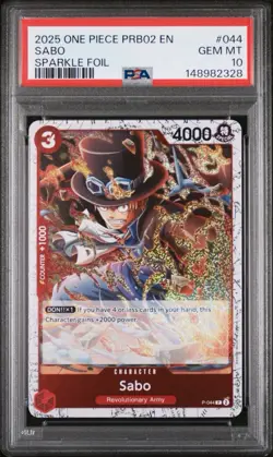 One Piece Premium Booster The Best Vol. 2 Sabo Pirate Foil P-044 Sparkle PSA 10 - Image 1