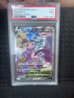 The Pokemon Company 2021 Fusion Strike Mew V 251/264 Alt Full Art Holo PSA 9 - Image 1