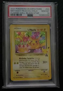 PSA 10 Birthday Pikachu Holo #24 Celebrations Classic Pokemon 2021 Black Star - Image 1