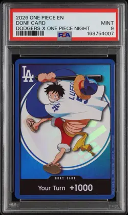 IN HAND Luffy DON!! Card LA Dodgers ONE PIECE Night EN 2026 TCG PSA 9 CLEAN - Image 1