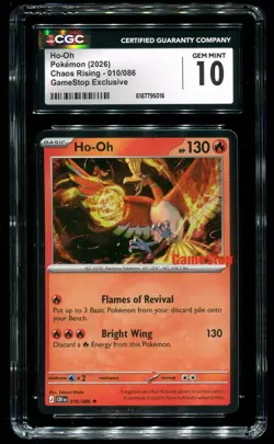 CGC 10 Ho-Oh Holo GameStop Exclusive Chaos Rising 2026 Pokemon Card #010 - Image 1