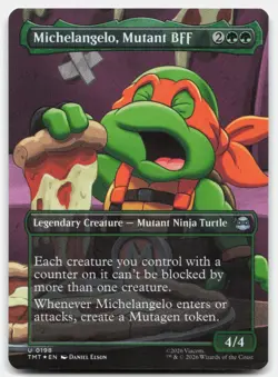 Michelangelo, Mutant BFF (Borderless) 198 TMT Magic: The Gathering U Foil NM - Image 1