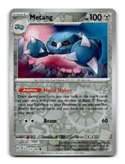 Metang 114/162 Temporal Forces Pokemon Reverse Holo ~A15-276 - Image 1