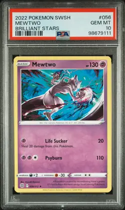 2022 POKEMON SWORD & SHIELD BRILLIANT STARS #056 MEWTWO PSA 10 - Image 1