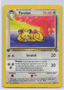 Persian 42/64 Uncommon Jungle Pokemon 1st Edition Heavily Played - Image 1