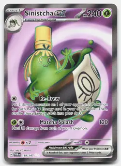 Sinistcha ex 189/167 SV06: Twilight Masquerade Pokemon TCG Ultra Rare Holo NM - Image 1