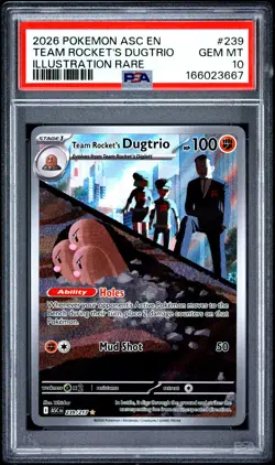 Team Rocket's Dugtrio 239/82 Illustration Rare Ascended Heroes Pokemon PSA 10 - Image 1