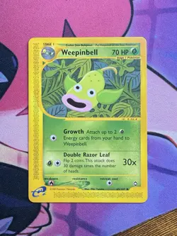 Weepinbell E Series Non-Holo 65/147 Aquapolis Pokemon Card NM Read Description - Image 3