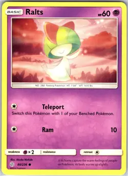 Ralts 80/236 Common Regular Card SM - Cosmic Eclipse Pokemon TCG NM - Image 1