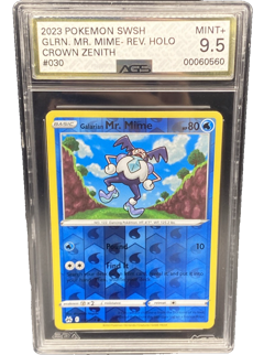 2023 Crown Zenith GALARIAN MR. MIME #30 Reverse Holo Pokemon Card AGS 9.5 MINT+ - Image 1