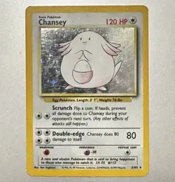 1999 Pokemon Chansey 3/102 Base Set Holo Rare Unlimited WOTC Moderately Played - Image 1