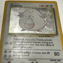1999 Pokemon Chansey 3/102 Base Set Holo Rare Unlimited WOTC Moderately Played - Image 2