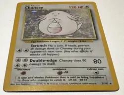 1999 Pokemon Chansey 3/102 Base Set Holo Rare Unlimited WOTC Moderately Played - Image 3