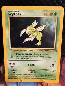 1999 Pokemon Jungle Scyther Holo 10/64 LP+ WOTC Vintage Rare - Image 1