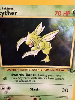 1999 Pokemon Jungle Scyther Holo 10/64 LP+ WOTC Vintage Rare - Image 2