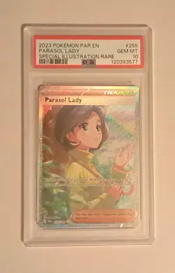 Pokemon TCG 2023 Paradox Rift Parasol Lady 255/182 SIR Holo PSA 10 English - Image 1