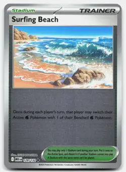 Surfing Beach 129/132 ME01: Mega Evolution Pokemon TCG Uncommon Reverse Holo NM - Image 1