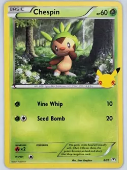 Chespin 6/25 Pokemon - Non-Holo 25th Anniversary Promo LP - Image 1