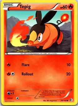 Tepig 24/149 Common Boundaries Crossed Pokemon Near Mint - Image 1