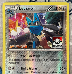 Lucario 63/124 4th Place Pokemon League Promo Reverse Holo XY Pokemon Card MP - Image 2