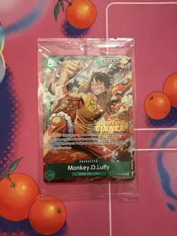 Monkey.D.Luffy P-135 Winner Stamp OP16 Pre-Release Event Promo Card Sealed - Image 1