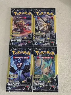 POKEMON Sun & Moon ULTRA PRISM 3 Card Mini Booster Packs Complete Pack Art Set - Image 1
