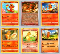 (6) Charmander Pokemon Card Lot Reverse Holo Evolutions English TCG Collection - Image 1