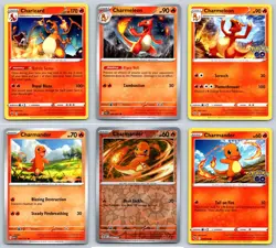 (6) Charizard Charmander Charmeleon Pokemon Card Lot Rare Reverse Holo TCG - Image 1