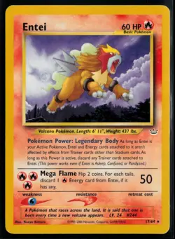 2001 Neo - Revelation Entei #17 Non Holo Rare Pokemon Card - Image 1
