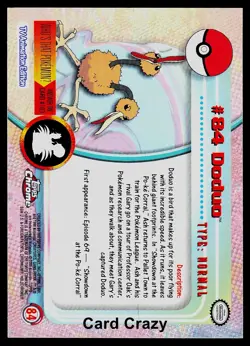 Doduo #84 - Topps Chrome Series 2 Pokemon Card Near Mint - Image 2