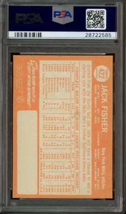 1964 Topps #422 Jack Fisher *PSA 6 (EX-MT) *New York Mets - Image 2